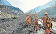  ?? PTI ?? NDRF personnel at a damaged hydel plant in Joshimath.