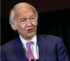  ?? MATT STONE / HErAlD STAFF FilE ?? ‘STEP UP’: U.S. Sen. Ed Markey, pictured in Boston on April 11, pushes for the U.S. to continue their support of Ukraine.