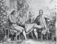  ?? FOTO: DPA ?? In Jena trafen sich einst Goethe (links) und Schiller (rechts) mit den Gebrüdern Humboldt, Alexander ist der Zweite von rechts, Wilhelm links.