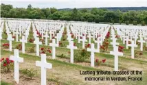  ??  ?? Lasting tribute: crosses at the memorial in Verdun, France