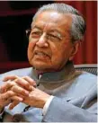  ?? — Reuters ?? Prime Minister Mahathir Mohamad speaks during an interview in Putrajaya.