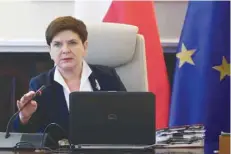 ?? — Reuters ?? Prime Minister Beata Szydlo attends a government meeting in Warsaw on Tuesday.