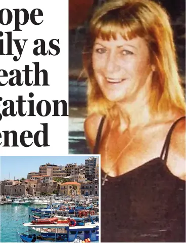  ??  ?? Mystery: Jean Hanlon, above, was found at Heraklion harbour on Crete, inset