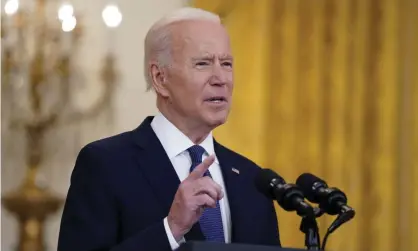  ?? Photograph: Evan Vucci/AP ?? Biden’s messaging around climate feels aspiration­al – highlighti­ng the job opportunit­ies and promise behind realigning our society.