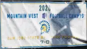  ?? RANDY VAZQUEZ — BAY AREA NEWS GROUP ?? A sign hangs outside of the San Jose State University football facility promoting its conference championsh­ip.