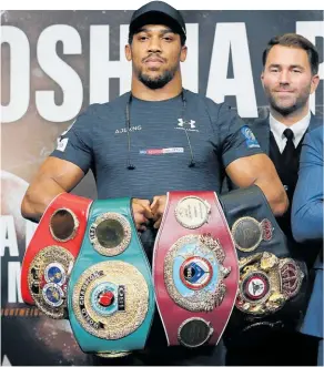  ?? Photo / AP ?? Anthony Joshua will be fighting Jarrell Miller at Madison Square Garden on June 1.