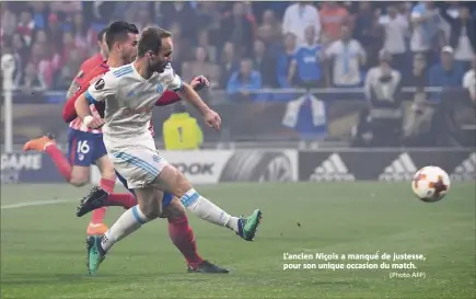  ?? (Photo AFP) ?? L’ancien Niçois a manqué de justesse, pour son unique occasion du match.