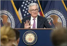  ?? JACQUELYN MARTIN — THE ASSOCIATED PRESS ?? Federal Reserve chair Jerome Powell speaks during a news conference Wednesday at the Federal Reserve Board in Washington.