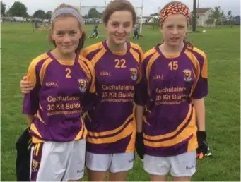  ??  ?? Clonard/Volunteers trio Emer O’Connor, Lucy Fitzgerald and Katie Law who were part of the winning Under-12 county team at the Leinster L.G.F.A. Under-12 ‘B’ blitz in Portlaoise on Saturday.