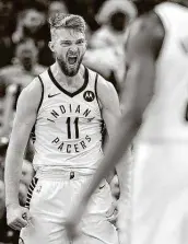  ?? Andy Lyons / Tribune News Service ?? The Pacers’ Domantas Sabonis (11) scored 26 points in a win over the Lakers on Tuesday.