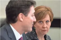  ??  ?? Catalyst CEO Deborah Gillis takes part in a discussion on women entreprene­urs with Canadian Prime Minister Justin Trudeau in New York. SEAN KILPATRICK/AP