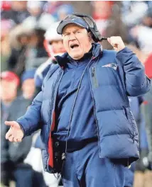  ?? WINSLOW TOWNSON/USA TODAY SPORTS ?? Bill Belichick is lauded for his in-game adjustment­s and has won five Super Bowls in eight trips with the Patriots.