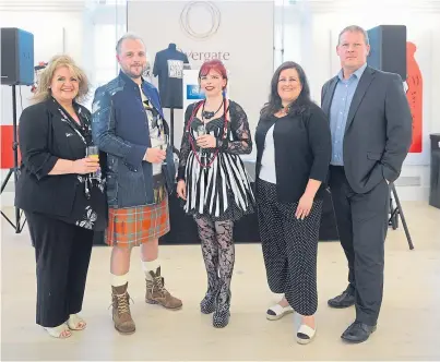  ?? Picture: Kim Cessford. ?? From left: Sandra Burke, David Alexander, Genna Delaney, Councillor Lynne Short and Malcolm Angus (Overgate) at the DC Thomson Meadowside Dundee Fashion Week launch party.