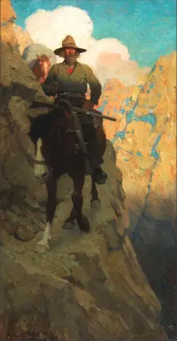  ??  ?? N. C. Wyeth (1882-1945), The Bear Hunter, 1909. Oil on canvas, 41 x 21½ in. Courtesy of Museum of Texas Tech University.