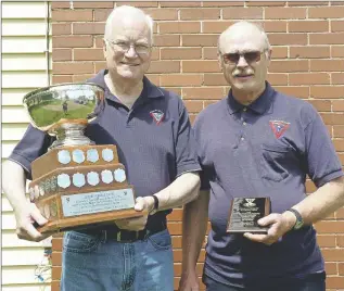  ?? SUBMITTED PHOTO ?? Bill Irwin, left, and Earl Foster were honoured during the Charlottet­own Y’s Men’s Club’s award nights. Irwin received Y’s man of the year award and Foster received the president’s award.