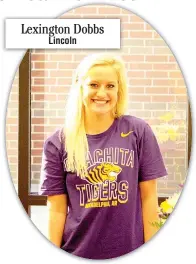  ?? MARK HUMPHREY ENTERPRISE-LEADER ?? Lincoln senior Lexington Dobbs, shown sporting Ouachita Baptist University colors, signed a national letter of intent to play women’s college softball at OBU Nov. 14. Dobbs has been selected as female Athlete of the Year at Lincoln for 2016 by the...