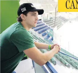  ?? JONATHAN HAYWARD / THE CANADIAN PRESS ?? “It’s exciting. At the same time, it’s scary, it’s overwhelmi­ng, it’s going to be sad — we’re paying tribute to the boys,” said returning Broncos player Brayden Camrud.