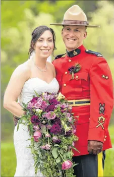  ?? SUBMITTED ?? Savannah Deschenes and her husband, RCMP Const. Frank Deschenes, on their wedding day. Const. Deschenes was killed when struck by a vehicle last September while assisting someone change a tire at the side of the road near Memramcook. His widow is...