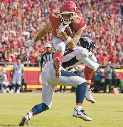  ?? ED ZURGA/AP ?? The conference title games will feature four of the NFL’s best tight ends, including Chiefs tight end Travis Kelce (87).