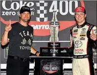  ?? Photo courtesy of Joe Gibbs Racing ?? Erik Jones (right) took his first Cup Series victory Saturday, but crew chief Chris Gayle (left) said he expects more big success from his driver. “He gets it,” Gayle said.