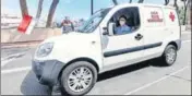  ??  ?? ■ (Top) Ferrari rising star Charles Leclerc on the wheel of a medical delivery vehicle during Red Cross duty in Monaco. (Below) Respirator valves developed by Ferrari at its Maranello plant.