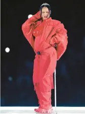  ?? JEFF LEWIS/AP ?? Rihanna performs during the halftime show Sunday at the Super Bowl in Glendale, Arizona.