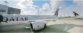  ?? — AP ?? The 24th Boeing 787 airplane purchased by Qatar Airways is photograph­ed, during a delivery ceremony in Everett, Wash. FIFA has signed up Qatar Airways as a sponsor through 2022 when the World Cup is staged in the Gulf nation.