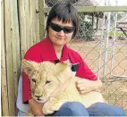  ?? Pictures: Supplied ?? Tjitske Schouwstra poses with one of the rescued lion cubs at her sanctuary WildForLif­e in Rustenburg. Top, Mufasa, left, and best friend Soraya.