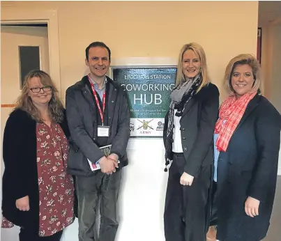  ??  ?? Angela Murray, Stephen Gethins, Emma-Jane Kerr and Sarah Stone at the Leuchars hub.