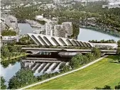  ??  ?? V rámci předvolebn­í kampaně se objevil návrh na nový Libeňský most, jehož součástí by byly i byty nebo oživení projektu knihovny na Letné. Podle odhadů jde o projekty za miliardy korun. Vizualizac­e: archiv