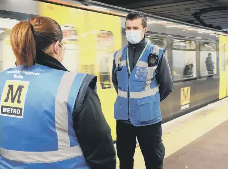  ?? ?? More front line staff will now be on hand to assist customers and deal with antisocial behaviour. Below, teams in their new uniforms.