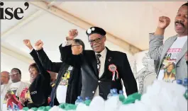  ?? PICTURE: MOTSHWARI MOFOKENG ?? IFP leader Mangosuthu Buthelezi drums up support at a rally held in Nquthu yesterday to mobilise for votes before yeserday’s victorious by-elections, which they mostly won.