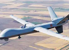  ??  ?? The contract for an estimated 22 Sea Guardian drones will be worth approximat­ely $2 billion. The Sea Guardian, built by US firm General Atomics, is the naval version of the legendary Predator B armed drone, with which the US has killed terrorists in Pakistan, Afghanista­n and Yemen