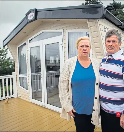  ??  ?? Berni and Ian McKenzie’s dream £54,000 caravan turned into a nightmare when they found flooding in it