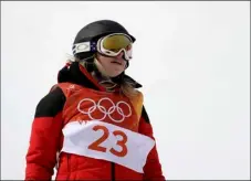  ??  ?? Elizabeth Marian Swaney, of Hungary, finishes her run during the women’s halfpipe qualifying at Phoenix Snow Park at the 2018 Winter Olympics in Pyeongchan­g, South Korea, on Monday. AP PHOTO