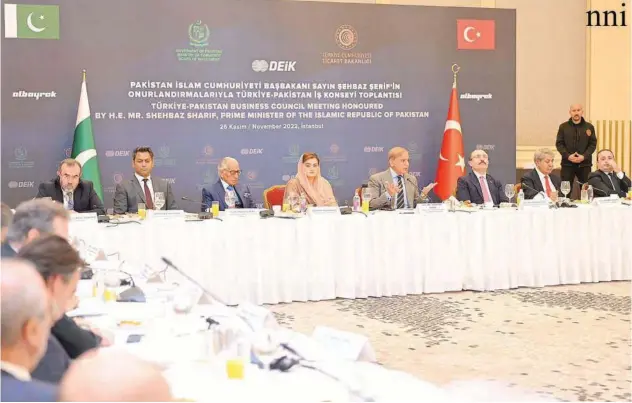  ?? News Netwo rk Internatio nal ?? ↑
Shehbaz Sharif speaks during the Turkiye-pakistan Business Council meeting in Istanbul on Saturday.