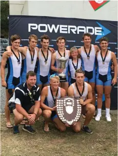  ?? Photo: Supplied ?? St Andrew’s College 1st VIII rowers triumphed at both the Selborne Sprints and Buffalo Regatta, taking overall points at both events. The team are, back row, from left to right, Matthew Harris, Dane van Duren, Alex Holmes, Henry Torr, Alex Pezarro,...