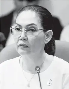  ?? Nueva España photo) (Senate PRIB / Bibo ?? Maricel Soriano testifies before the Senate panel on public order and dangerous drugs regarding its investigat­ion into the supposed leaked confidenti­al Philippine Drug Enforcemen­t Agency reports on Tuesday, May 7, 2024.