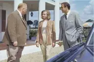  ??  ?? Clockwise from main: Connery beside his Aston Martin DB5 in Goldfinger, with Shirley Eaton in the film’s iconic death scene and with Gert Frobe and Honor Blackman in the film