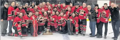  ?? TWITTER ?? The St. John’s Caps have won five league titles in the last seven years, including the first-ever East Coast Senior Hockey League championsh­ip, which they secured with an overtime win over the Southern Shore Breakers Sunday night at Twin Rinks.