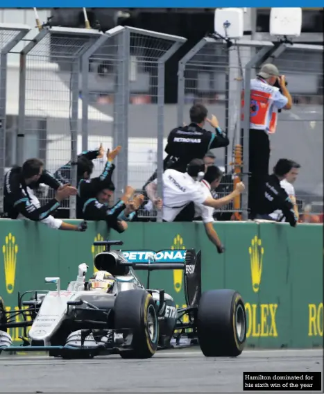  ??  ?? Hamilton dominated for his sixth win of the year