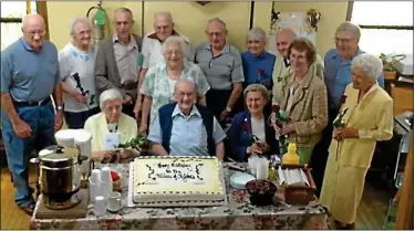  ?? Submitted photo ?? PILLARS OF THE CHURCH ... St. John’s Lutheran Church in Ridge Valley holds a celebratio­n to recognize 49 congregati­on members who are 80 years of age or older as Pillars of the Church. Pictured are, back row: Paul and Noami Nase, Clarence Leister,...