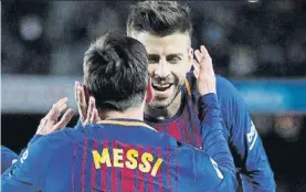  ?? FOTO: PEP MORATA ?? Messi y Piqué suelen tenerle tomada la medida al Espanyol