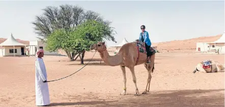  ??  ?? Jamal the camel had the longest lashes this side of a Maybelline advert, but riding him proved a testing experience.