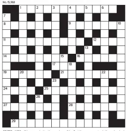  ??  ?? PRIZES of £20 will be awarded to the senders of the first three correct solutions checked. Solutions to: Daily Mail Prize Crossword No. 15,968, PO Box 3451, Norwich NR7 7NR. Entries may be submitted by second-class post. Envelopes must be postmarked no later than tomorrow. Please make sure you enclose your name and address.