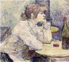  ??  ?? Suzanne with her son Maurice, below, and, right, a portrait of Suzanne by Toulouse-Lautrec