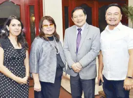  ??  ?? (From left) Isidora Rojas, Ma. Alegria Sibal-Limjoco, Ambassador Manuel Teehankee and PCCI corporate governance committee chairperso­n Ryan Patrick Evangelist­a.