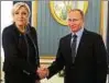  ??  ?? Fn-chefin Marine Le Pen und Präsident Putin. Foto: Sputnik