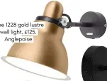  ??  ?? type 1228 gold lustre wall light, £125, anglepoise
