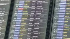  ??  ?? Arrivals notice boards are displayed at Heathrow Terminal 5. — Reuters photo